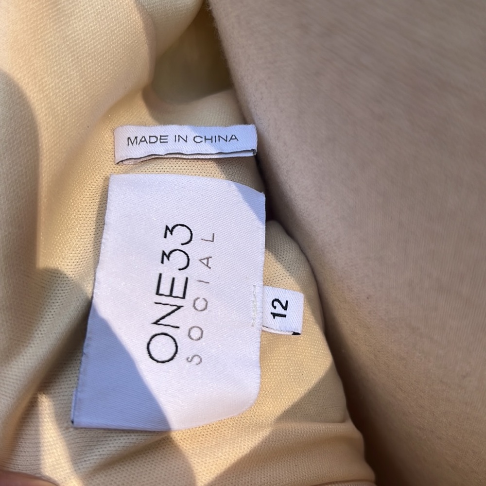 cocktail dress size 12 Badgley Mischka white green Sequin Palm Puff Sleeve - Picture 13 of 13